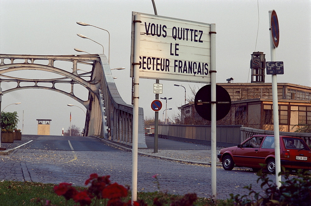 Checkpoint into East Berlin from Bornholmerstrasse, taken in 1986, East Germany, Germany, Europe