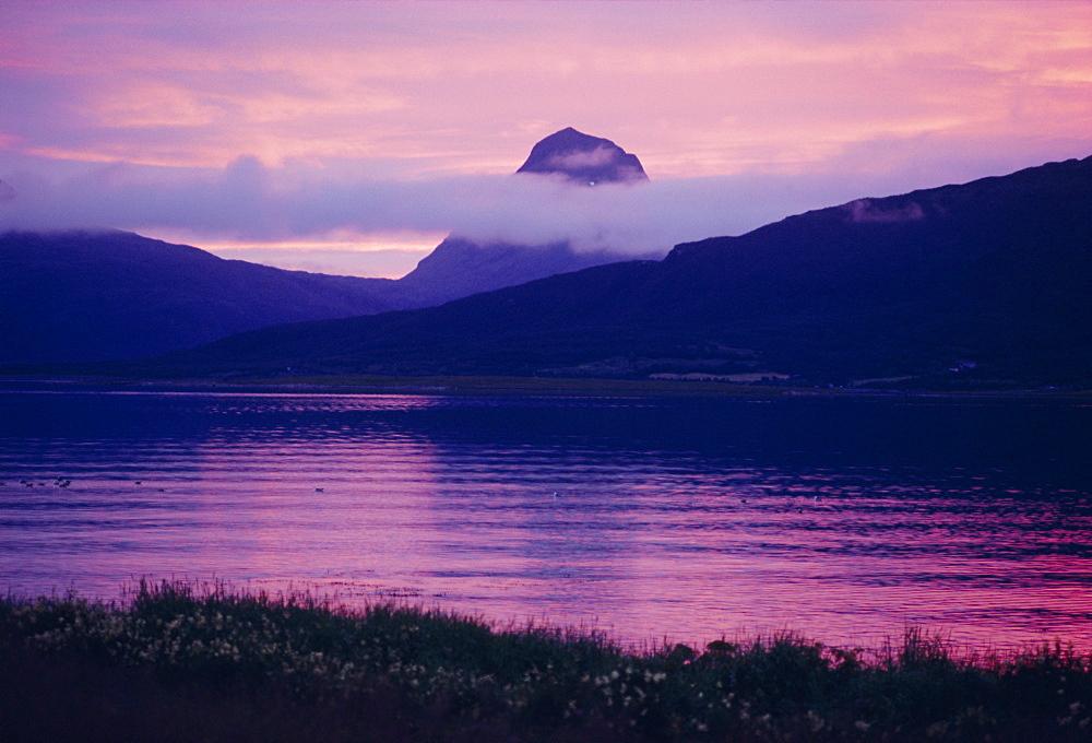 Midnight sun at Nesna, Norway, Scandinavia, Europe