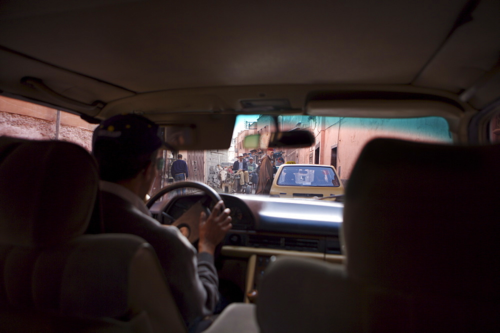 Taxi interior, Marrakech, Morocco, North Africa, Africa