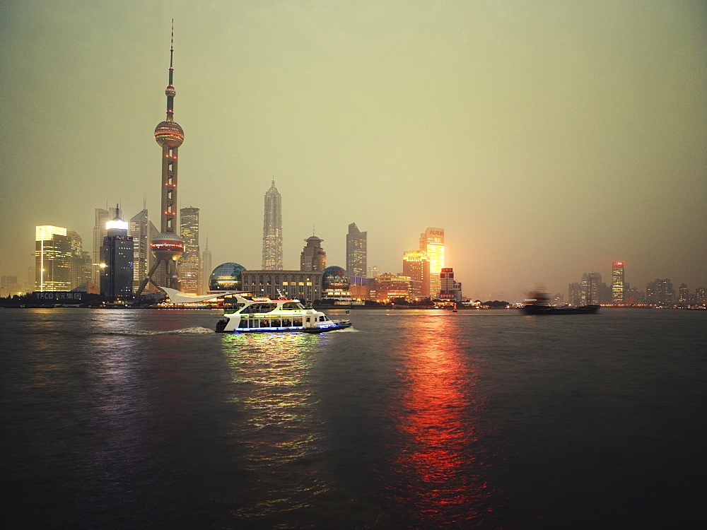 Shipping on Huangpu river, Shanghai, China, Asia