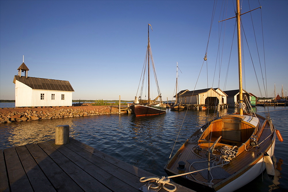 A small wharf on the shore of the main island of Aland archipelago, Finland, Scandinavia, Europe