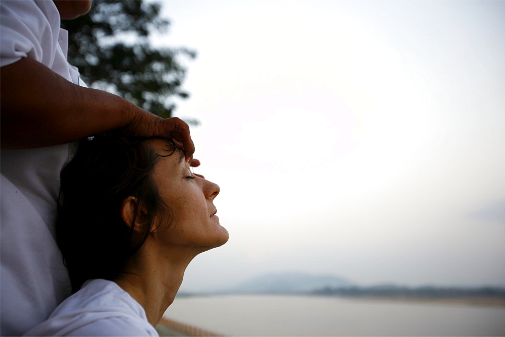 Thai massage center on the edge of the Mekong River, around Chiang Saen, Thailand, Southeast Asia, Asia