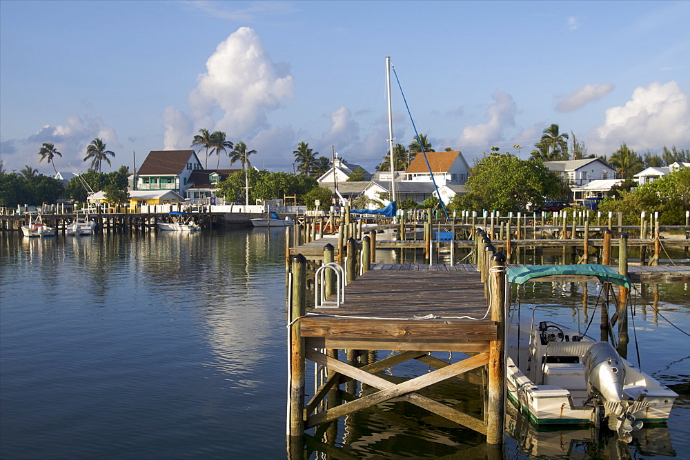 Traditional wooden houses of Great Abaco Island in Marsh Harbour, Bahamas, West Indies, Caribbean, Central America