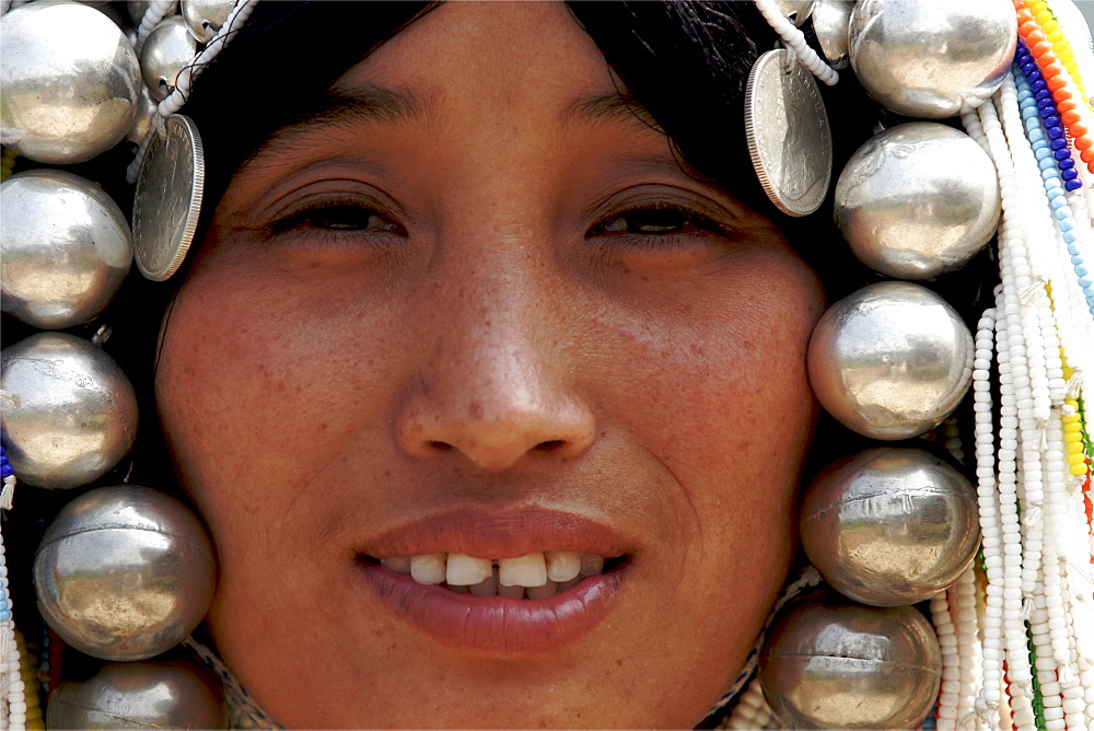 An Akha woman in the area of Mae Sai, in the Golden Triangle, Thailand, Southeast Asia, Asia