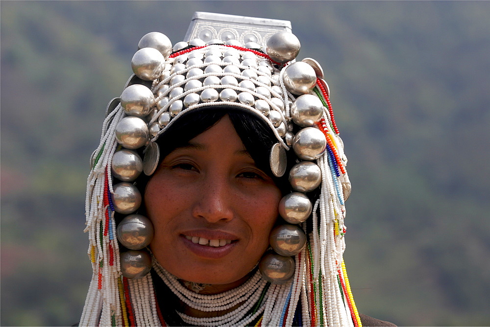 An Akha woman in the area of Mae Sai, in the Golden Triangle, Thailand, Southeast Asia, Asia