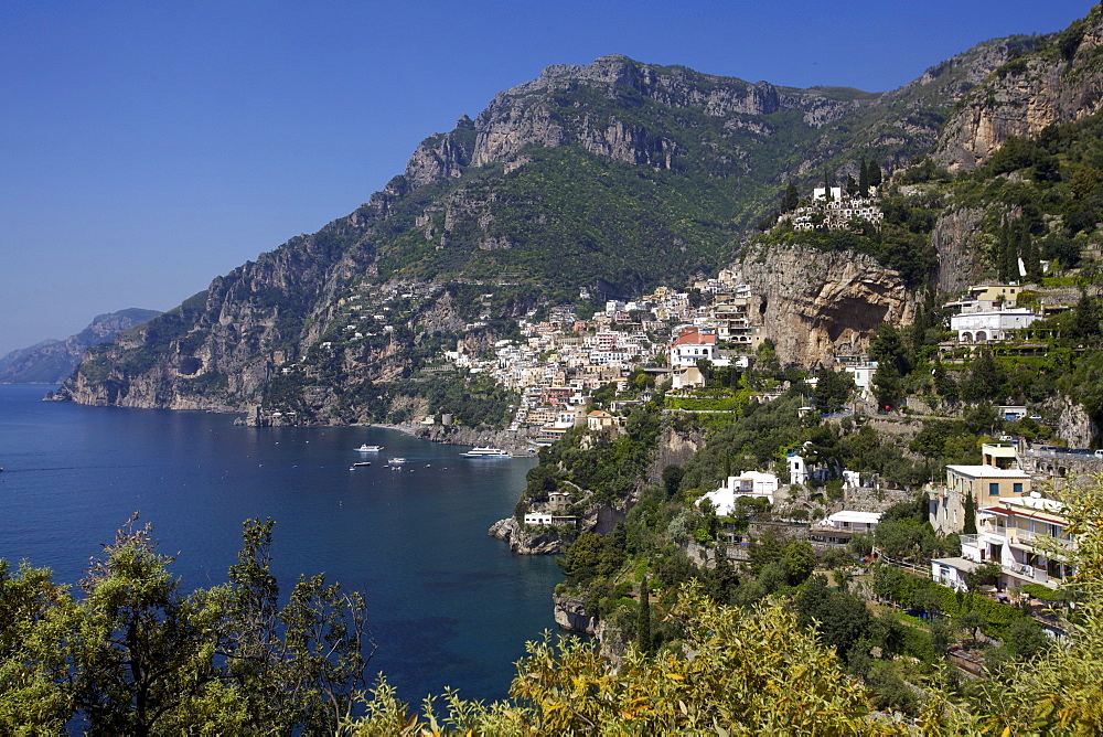 The bay and the village of Positano on the Amalfi Coast, UNESCO World Heritage Site, Campania, Italy, Europe