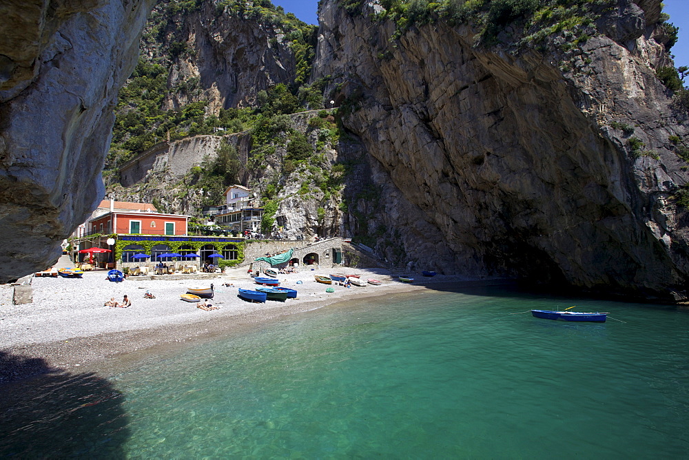 The small natural harbour of Furore on the Amalfi Coast, UNESCO World Heritage Site, Campania, Italy, Europe