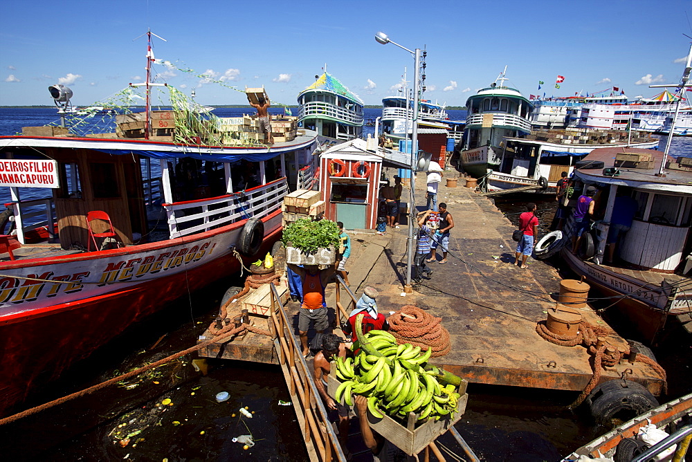 On the harbour of Manaus, some cargo coming from all around, Manaus, Brazil, South America