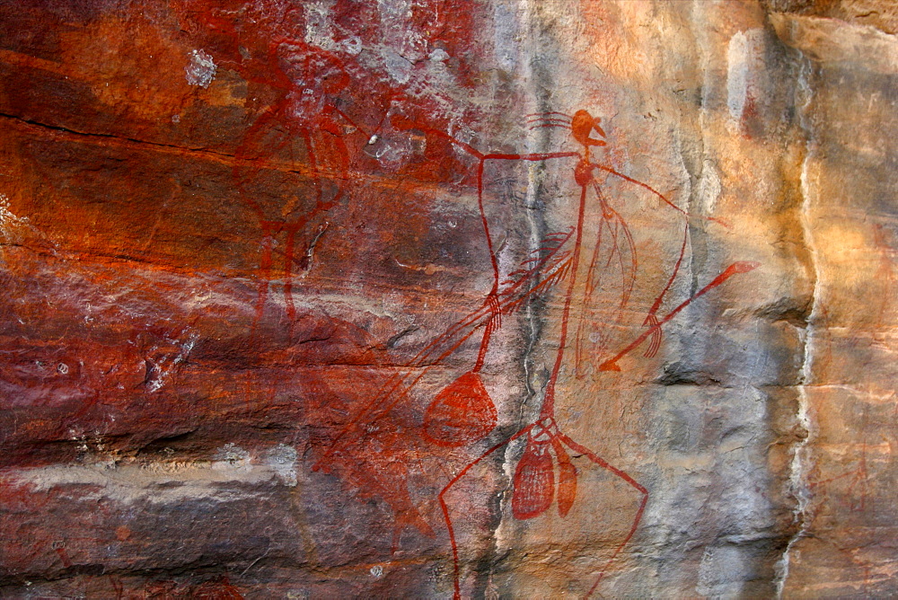 Some Aboriginal designs on a cavern wall in the Arnhem territories, Northern Territories, Australia, Pacific