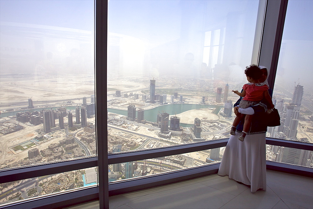 View of Dubai from the Burj Khalifa tower, Dubai, United Arab Emirates, Middle East