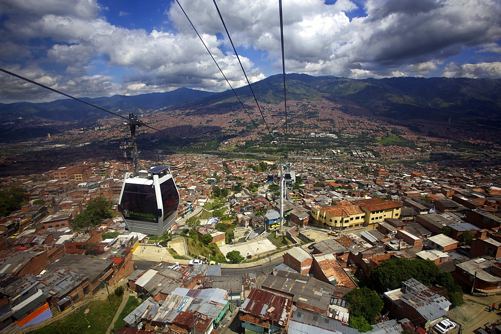 View over the Barrios Pobre of Medellin, where Pablo Escobar had many supporters, Colombia, South America