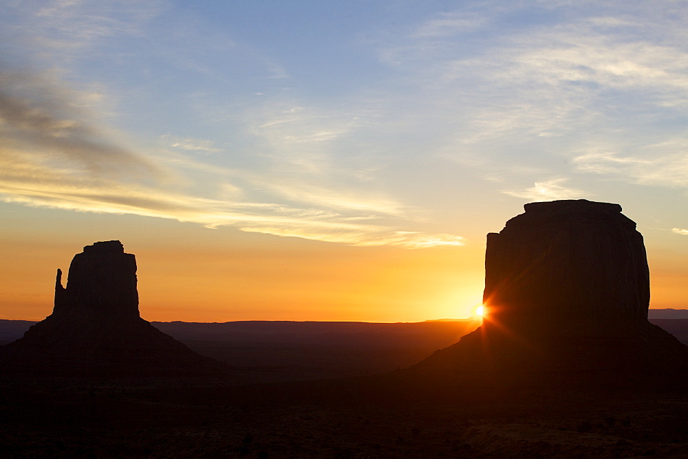 Monument Valley at dawn, Utah, United States of America, North America