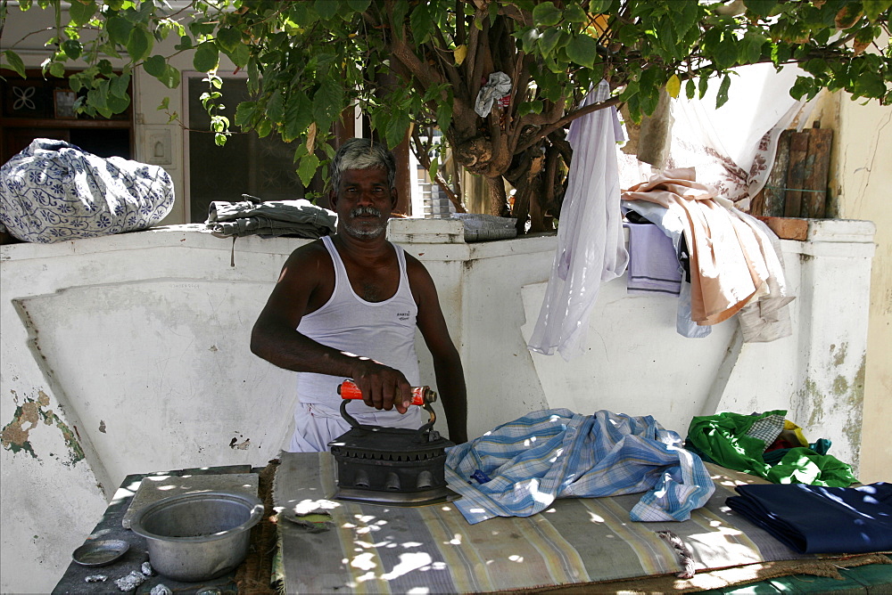 In the streets of the Ville Blanche of Pondicherry, Tamil Nadu, India, Asia