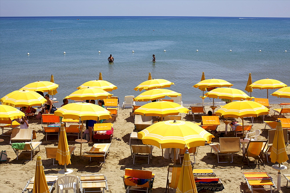 A classical Lido on the Ionian Sea, on the Basilcata south coast, Italy, Europe