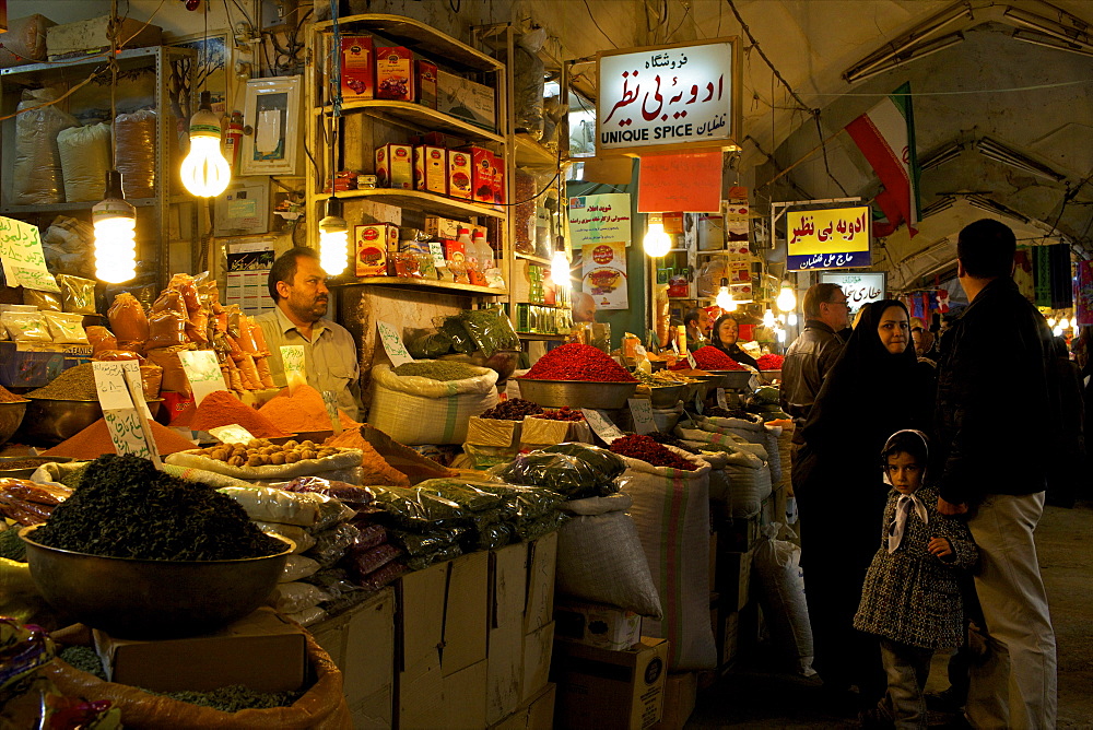 Inside the galleries of the Great Bazaar of Isfahan, Iran, Middle East