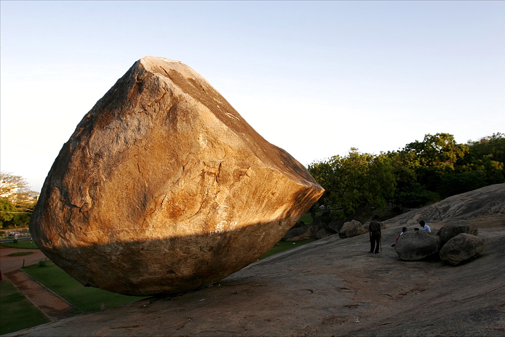 A holy stone in the garden of the sculptures in Mahabalipuram, Tamil Nadu, India, Asia