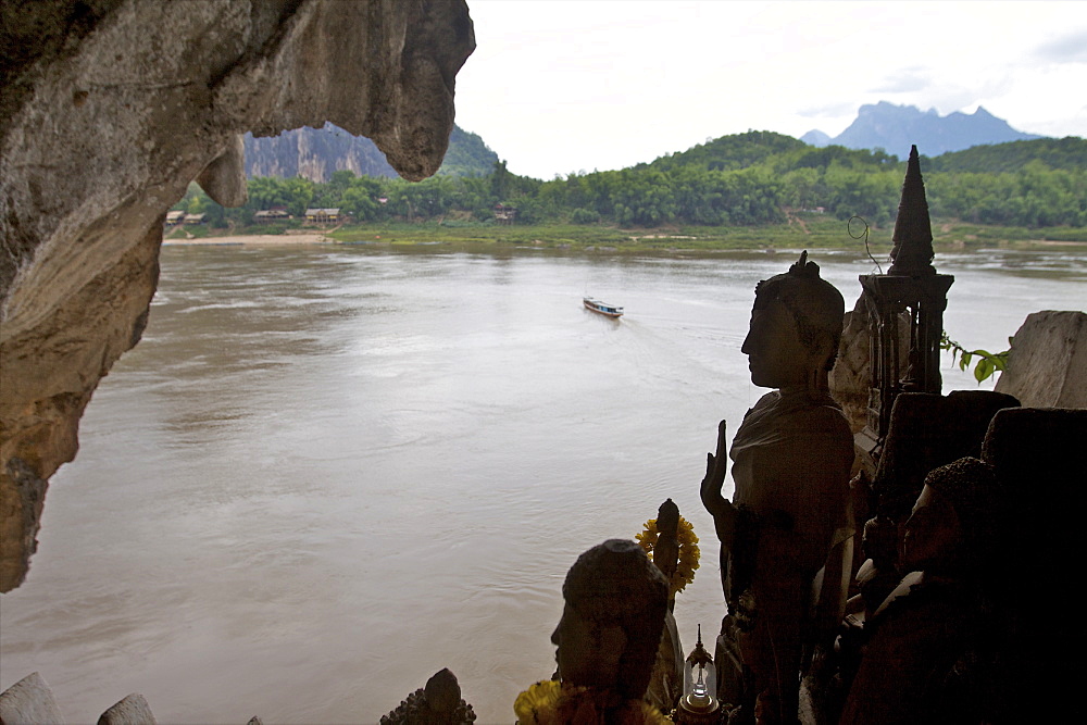 The Tham Ting spiritual caverns from the Pak Ou caves site, on the Mekong River, with many Buddha sculptures, north of Luang Prabang, Laos, Indochina, Southeast Asia, Asia