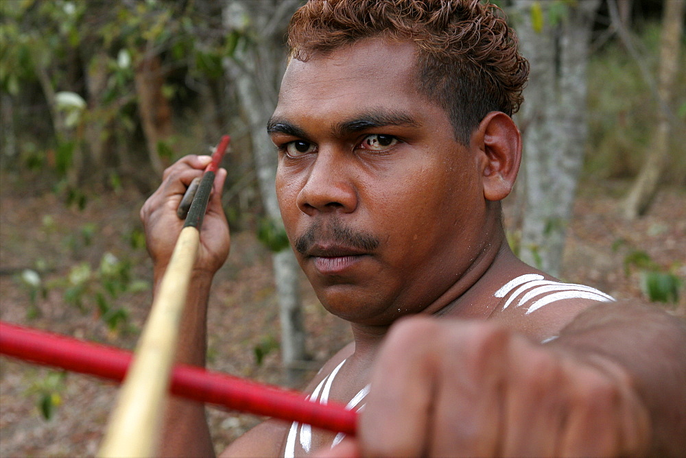 An Aboriginal warrior in a music festival in Cairns, Queensland, Australia, Pacific