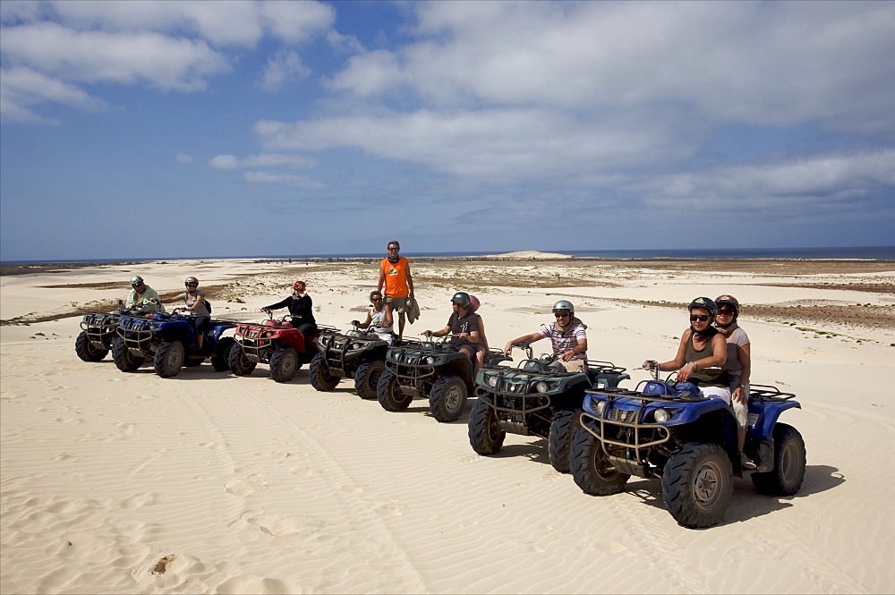 Quads on the beach of Praia de Chavez, west coast of Boa Vista, Cape Verde Islands, Atlantic, Africa