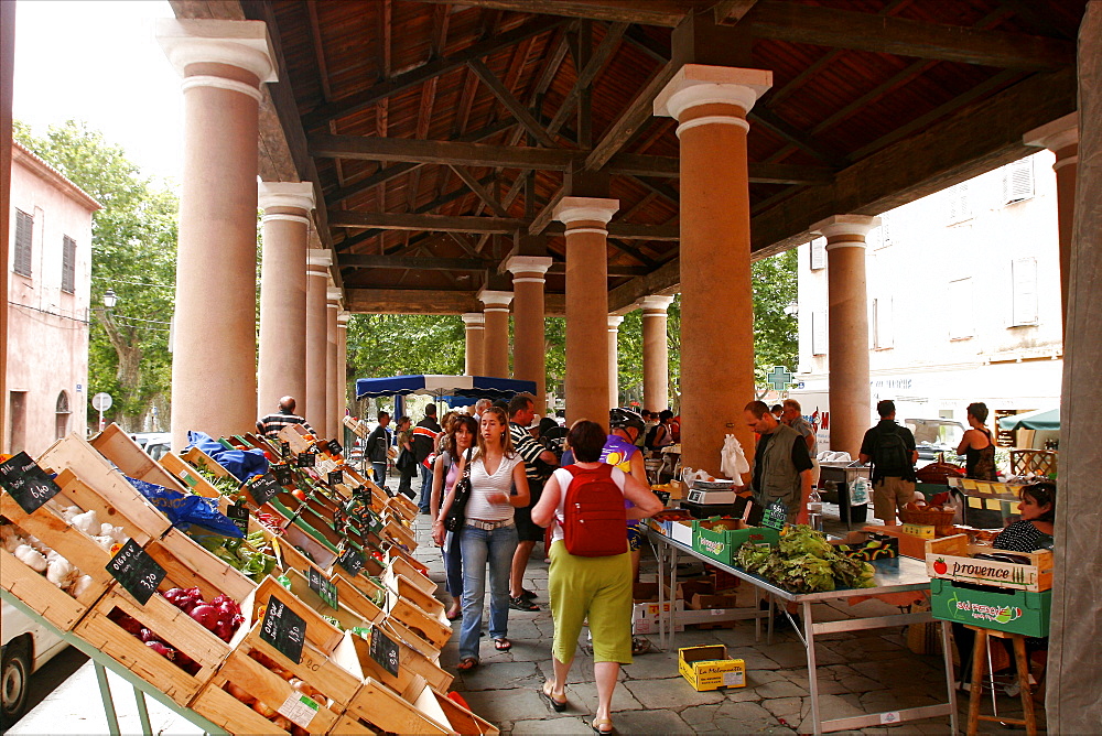 The small market of L'Ile-Rousse, Corsica, France, Europe