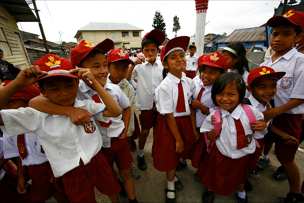 A group of pupils from the Brastagi school, Sumatra, Indonesia, Southeast Asia, Asia