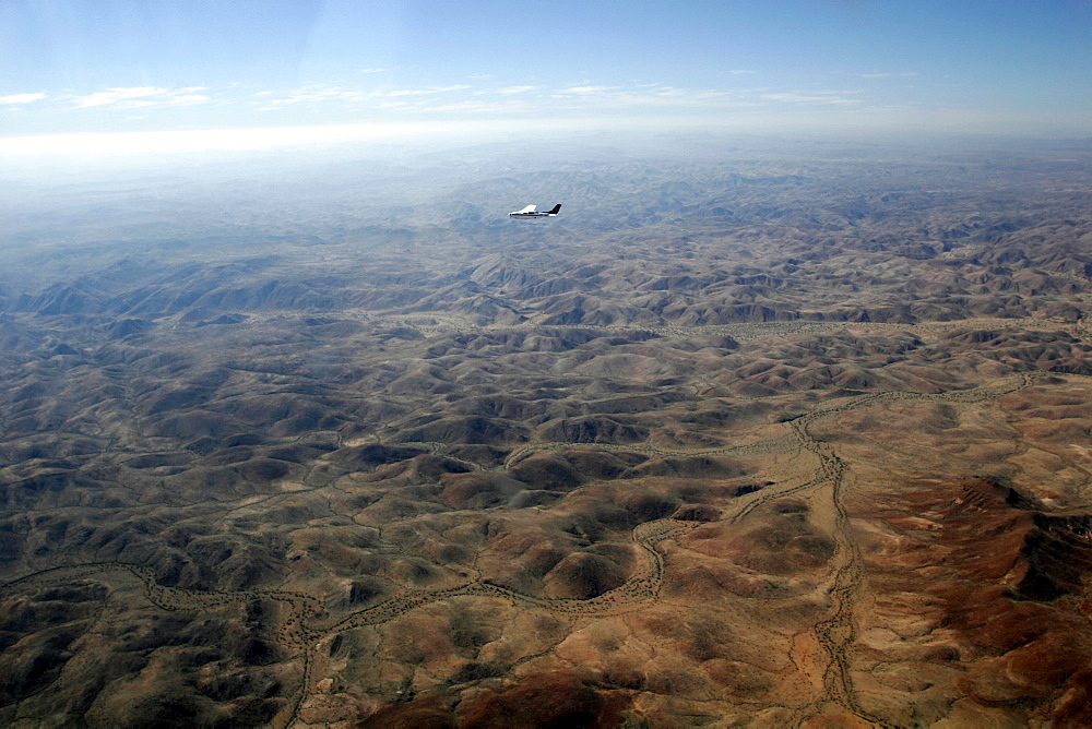 Flying over the Kaokoland mountains, mainly desert country, Namibia, Africa