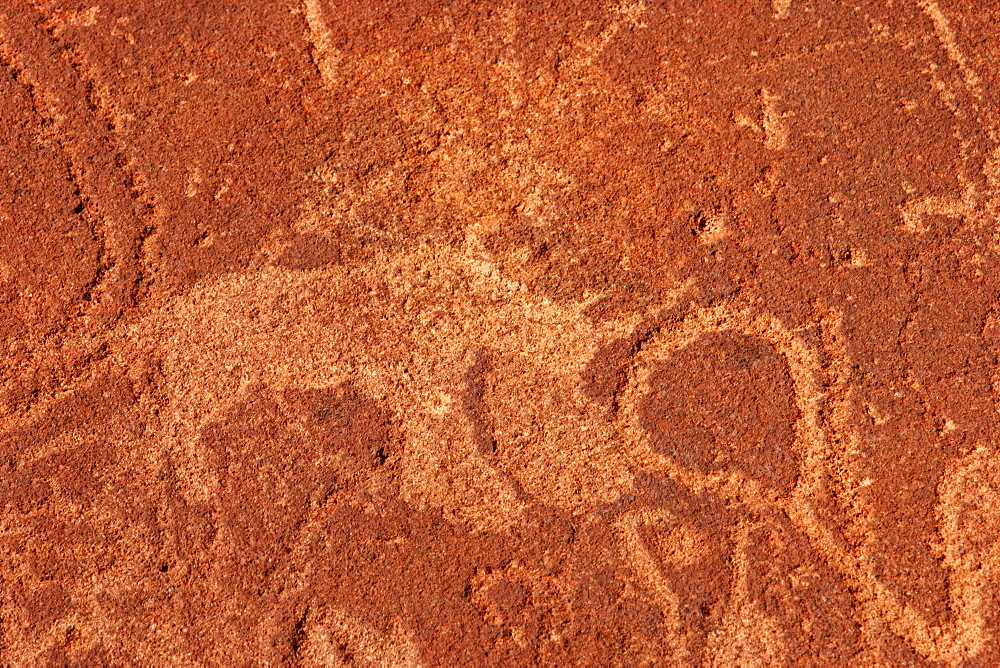 Rhino, Bushman (San) rock art from 2000 years ago, Twyfelfontein, UNESCO World Heritage Site, Kaokoveld, Namibia, Africa