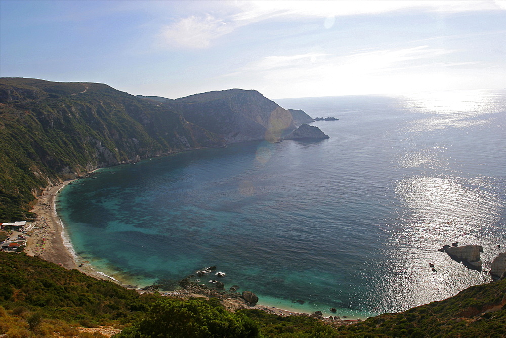 Petani beach on the west coast of Cephalonia, Ionian Islands, Greek Islands, Greece, Europe