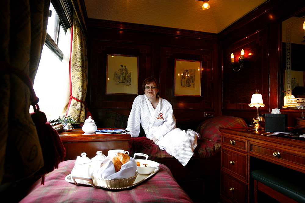 A cabin of the Royal Scotsman train, Scotland, United Kingdom, Europe