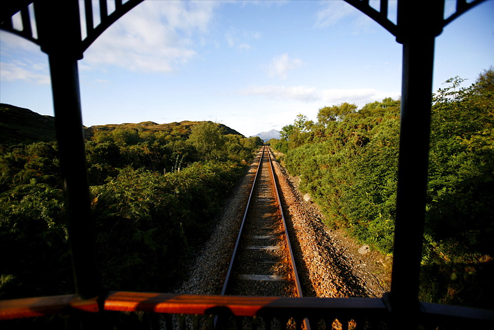 On the platform of the Observation car of the Royal Scotsman train, on the west coast, Scotland, United Kingdom, Europe