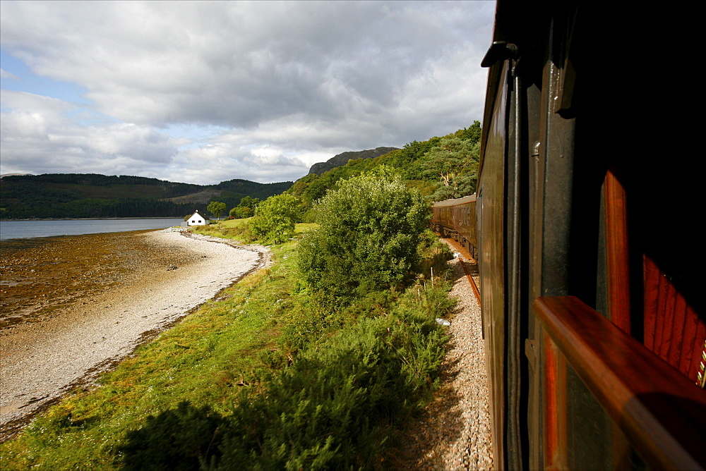 View of Loch Duich, in the west part of the country, from the Royal Scotsman train, Scotland, United Kingdom, Europe