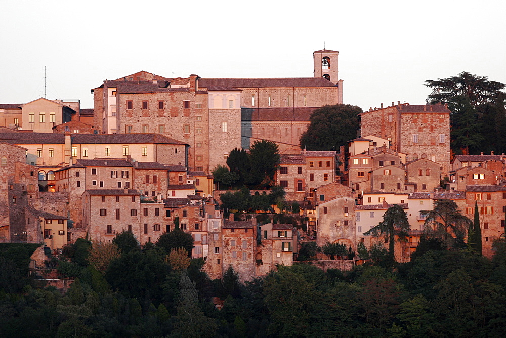 View of Todi, from the garden of the abbey, Umbria, Italy, Europe