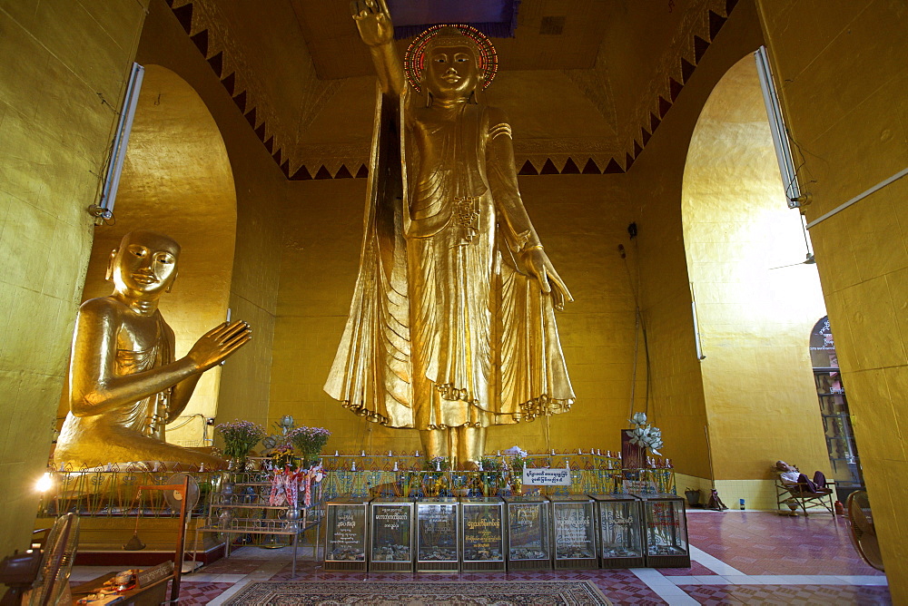 The great Standing Buddha of the Hill temple of Mandalay, Myanmar (Burma), Asia