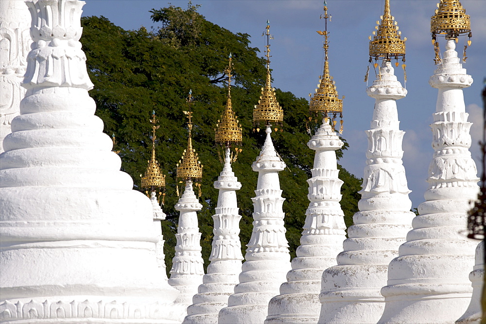 Some conic stupas of the Mandalay main temple, Mandalay, Myanmar (Burma), Asia