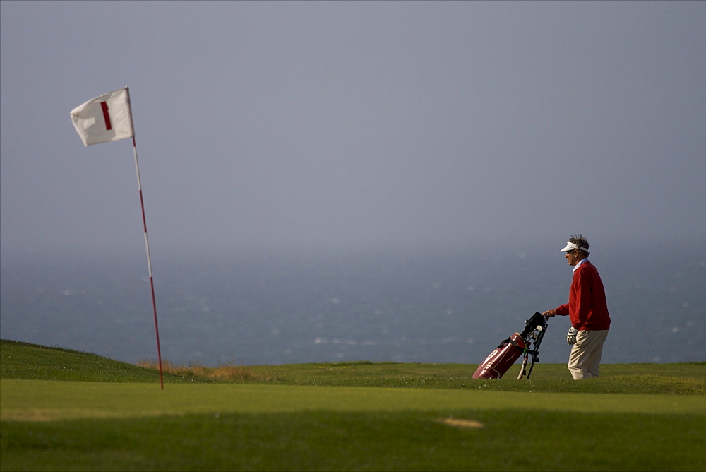 The golf course at Etretat on the Alabaster Coast, Seine Maritime, Normandy, France, Europe