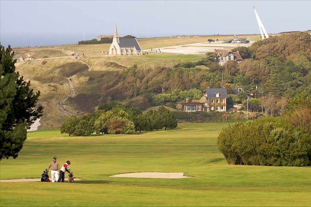 The golf course at Etretat on the Alabaster coast, Seine Maritime, Normandy, France, Europe