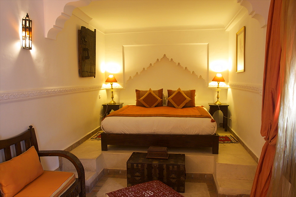 A room in the Riad Blanc in the medina of Marrakech, Morocco, North Africa, Africa