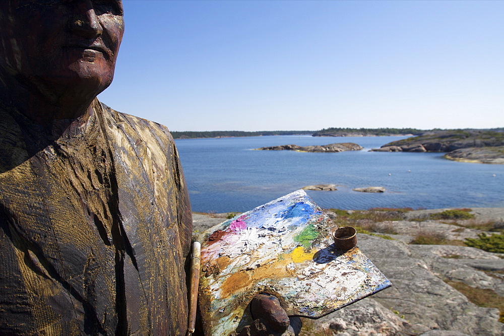 A statue on Kobba Klintar island in the Aland archipelago, Finland, Scandinavia, Europe