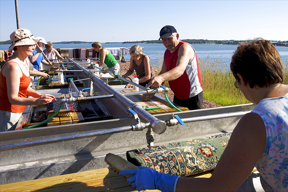 The Finnish tradition of cleaning carpets at the beginning of summer, Finland, Scandinavia, Europe