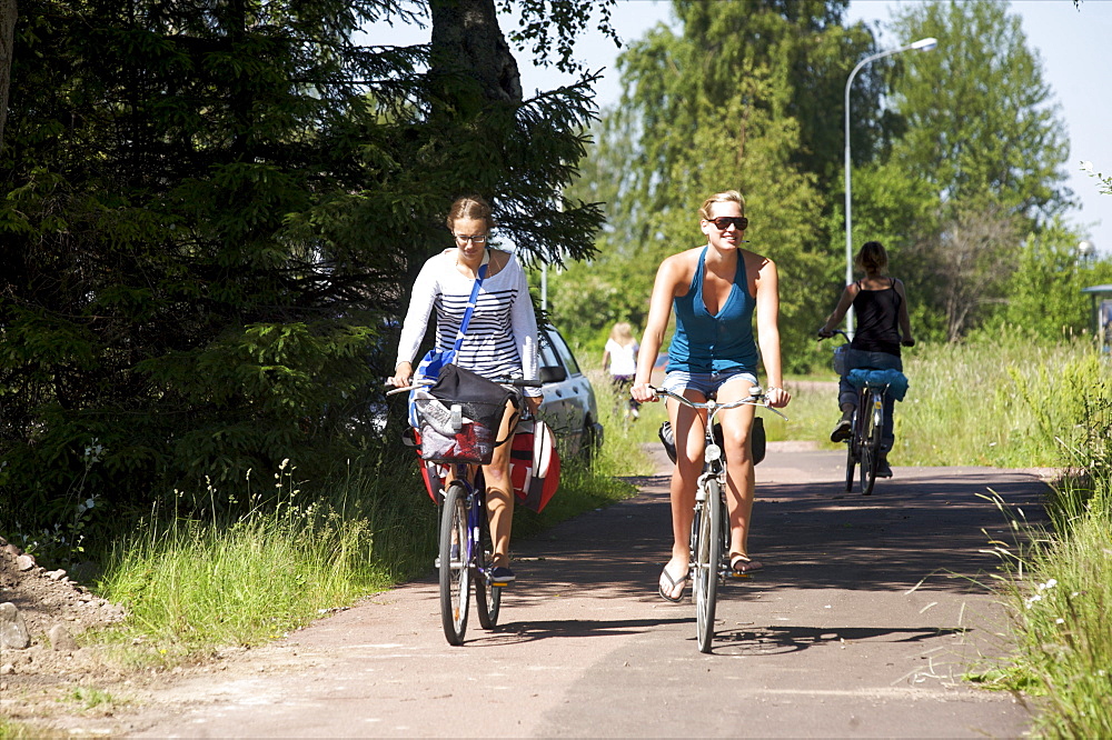 Cycling in Mariehamm on the Aland archipelago, Finland, Scandinavia, Europe