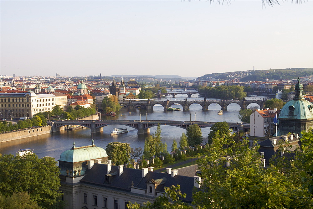 View over the Vltava River and the historical center of Prague, Czech Republic, Europe