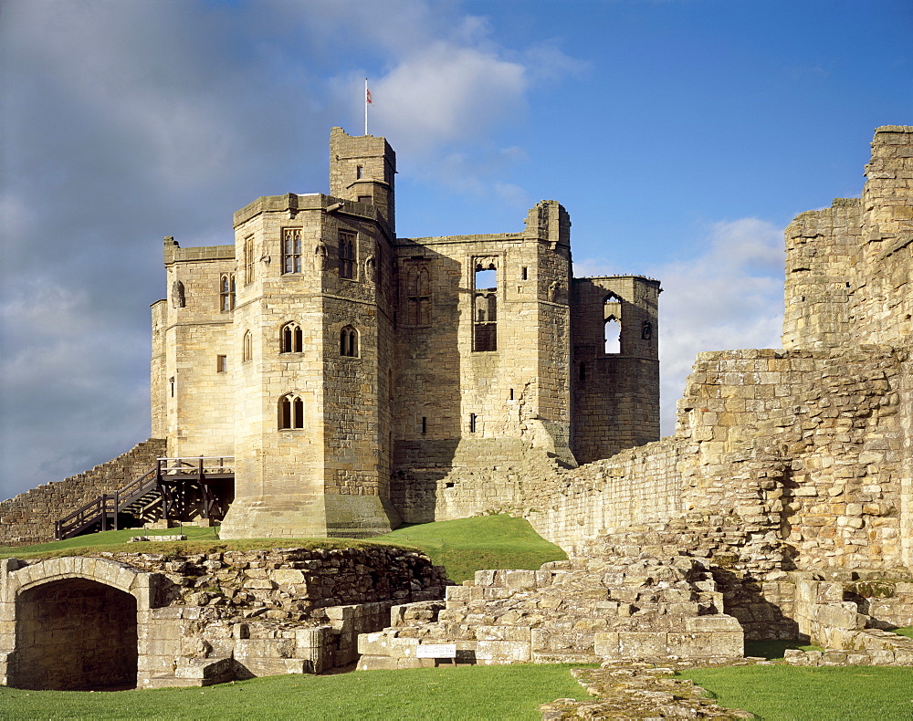 The Great Tower from the south, Warkworth Castle, Northumberland, England, United Kingdom, Europe