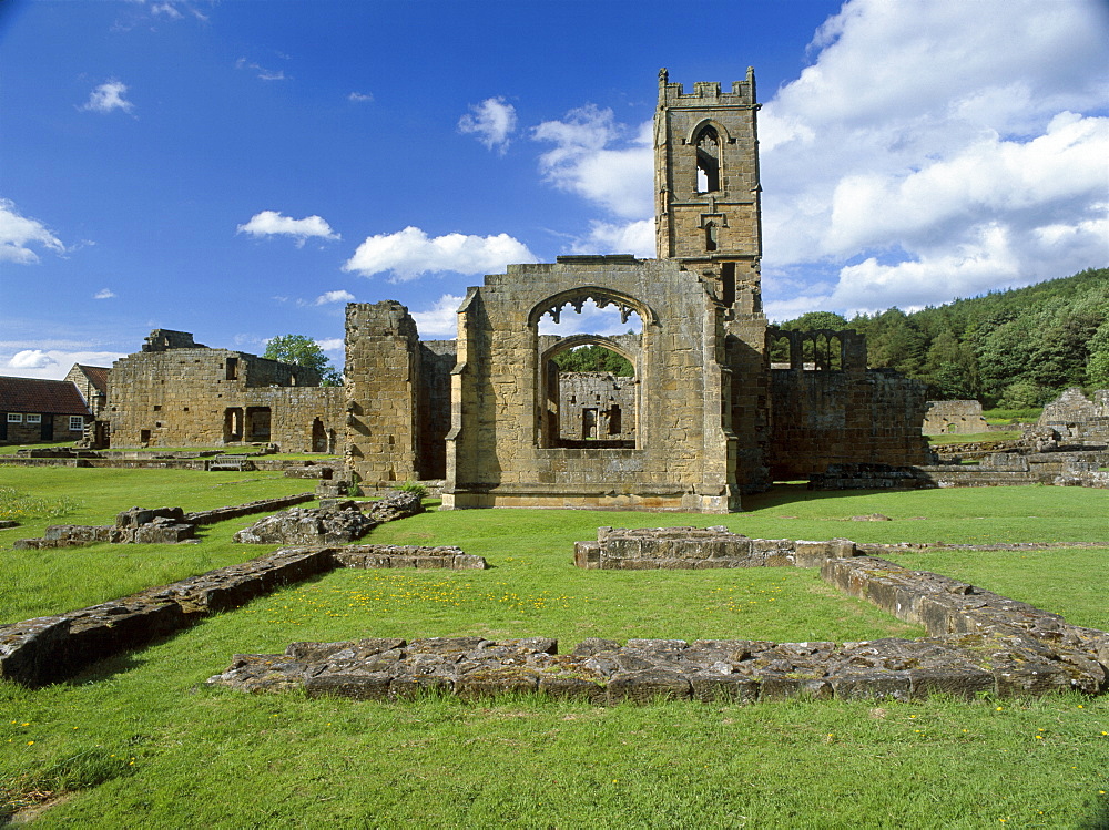 Priory from the south, Mount Grace Priory, North Yorkshire, Yorkshire, England, United Kingdom, Europe