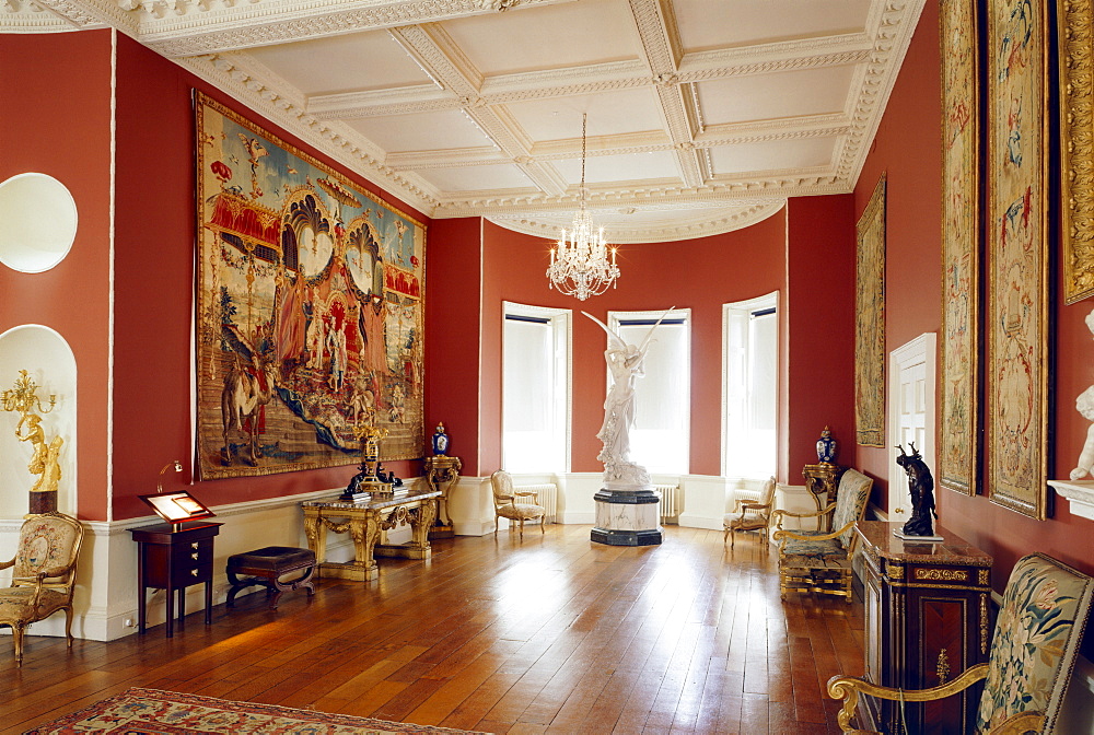 The Long Gallery including the Bergonzoli sculpture and Emperor of China tapestries, Rangers House, dating from 1723, London, England, United Kingdom, Europe