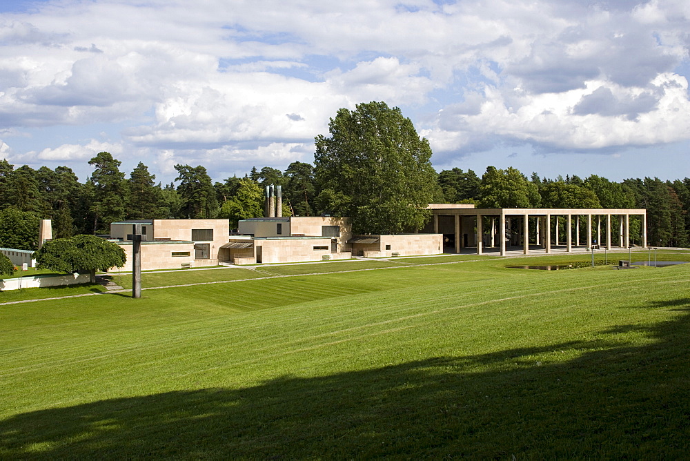 The Woodland Crematorium and its three chapels, Faith, Hope and the Holy Cross, architect Erik Gunnar Asplund, 
The Woodland Cemetery (Skogskyrkogarden), Stockholm, Sweden, Scandinavia, Europe