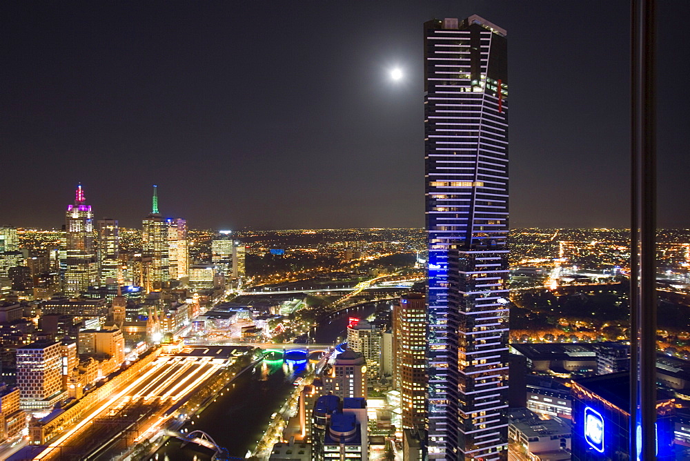 Eureka Tower and city at night, Melbourne, Victoria, Australia, Pacific