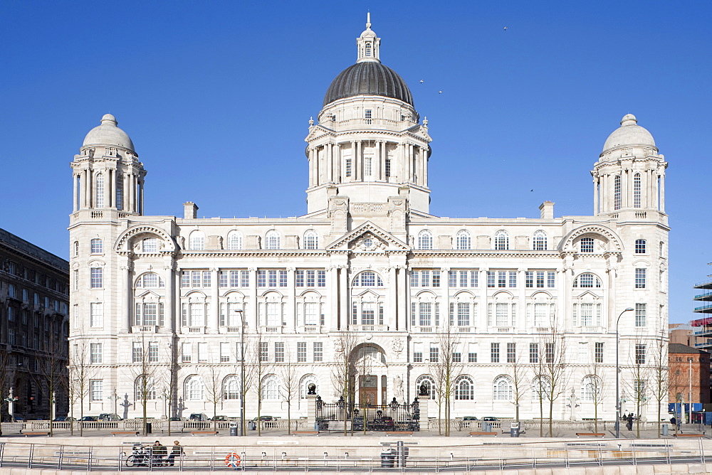 Port of Liverpool Building at Pier Head in Liverpool, Merseyside, England, United Kingdom, Europe