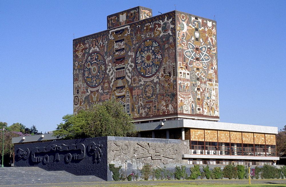 UNAM (National Autonomous University of Mexico) Library, architect Juan O'Gorman, Mexico City, Mexico, North America