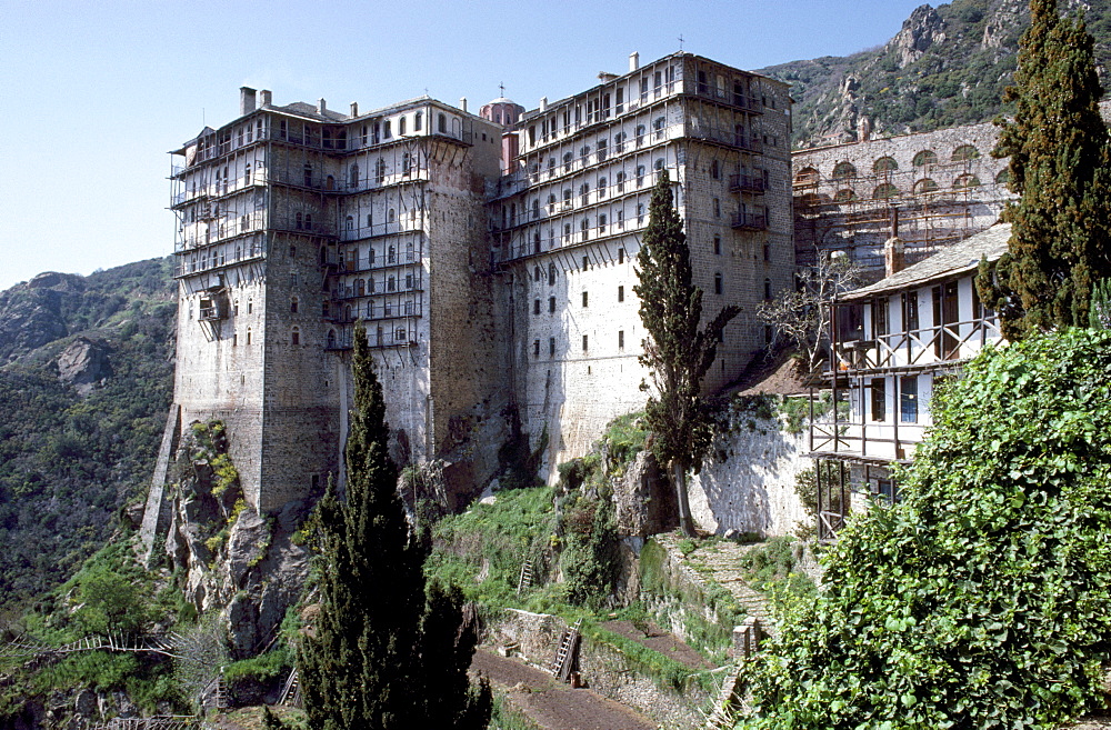 Monastery Simonos Petras, Mount Athos, UNESCO World Heritage Site, Halkidiki Peninsula, Macedonia, Greece, Europe