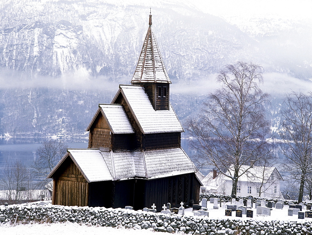 Urnes stave church (Urnes stavkyrkje), built during the 12th and 13th centuries, UNESCO World Heritage Site, Urnes, Norway, Scandinavia, Europe